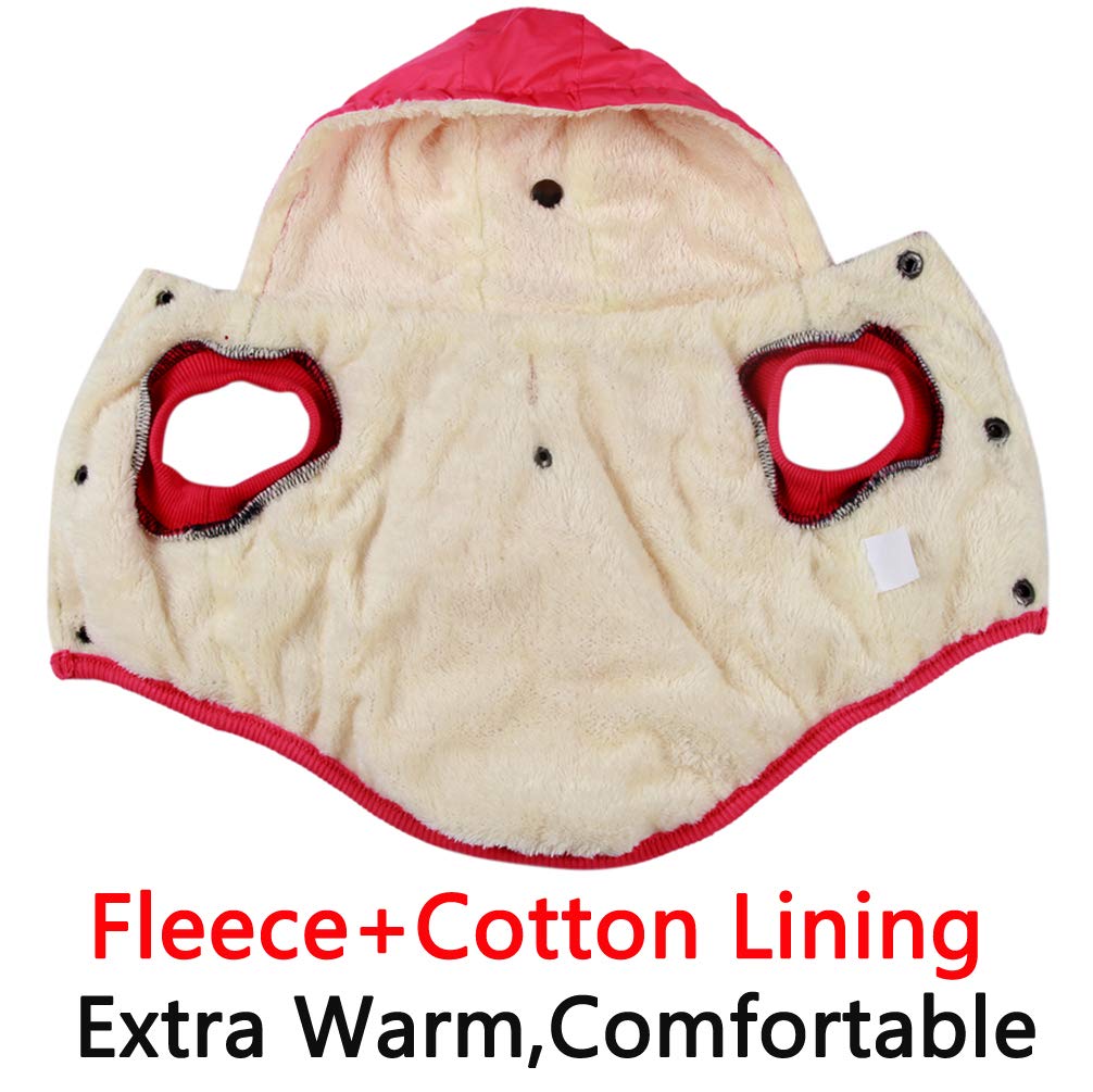 Vecomfy Fleece Lining Extra Warm Dog Hoodie In Winter,Small Dog Jacket Puppy Coats With Hooded Pink S
