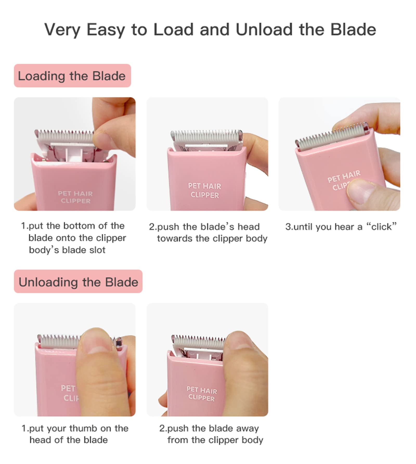 Grimgrow 6 Pack Ceramic Blades Replacement for Dog Grooming Clippers, Detachable Pet Clipper Blades for Dogs,Cats Hair Trimming