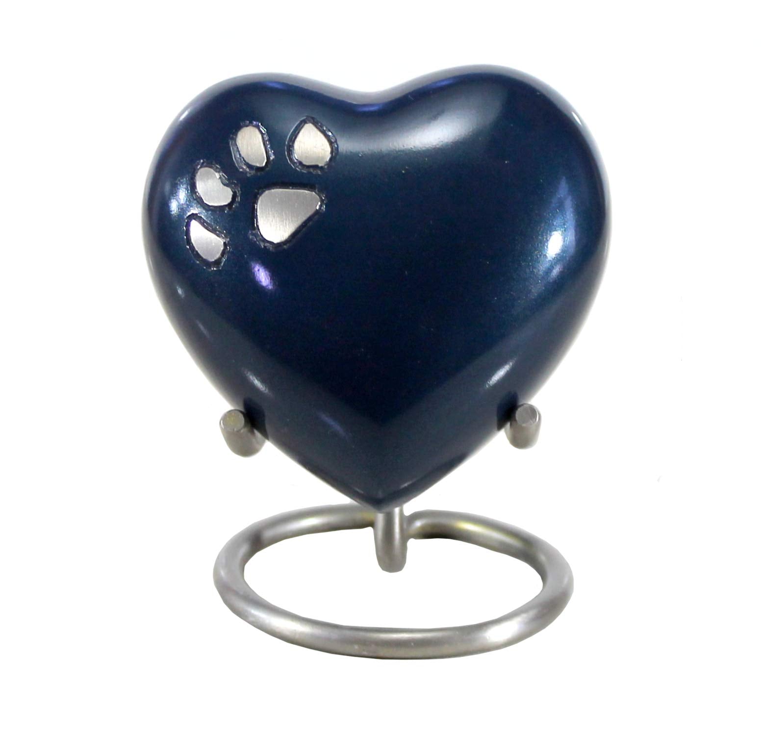 Esplanade Pet Cremation Urn Memorials Container Jar Pot | Brass Urn | Metal Urn | Burial Urn | Memorials Keepsake | Pet Dog Cat Urn (Blue With Stand)