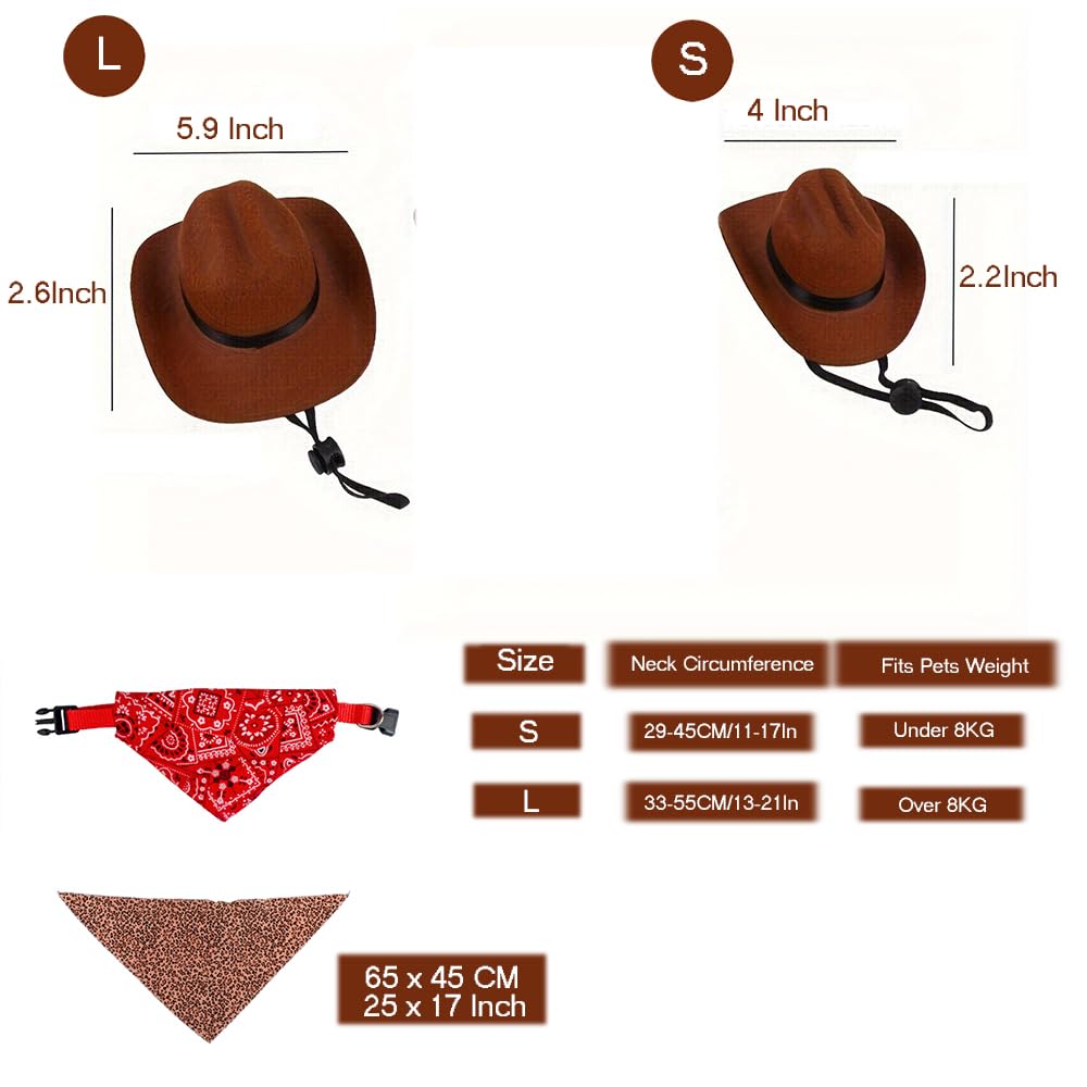 Dog Cowboy Costume Mini Black Cowboy Hat Pet Bandana Halloween Costume For Cat Size L