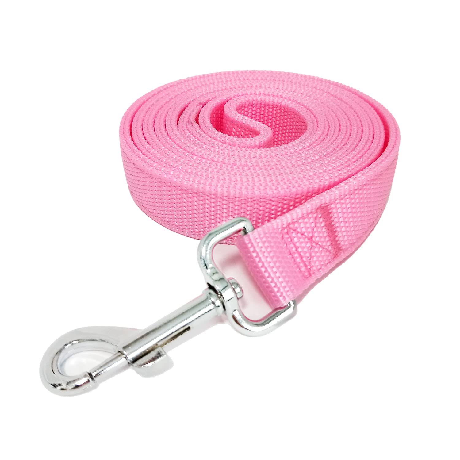 Strong Nylon Dog Leash With 2-Layer, 4 Ft/ 6 Ft/ 7Ft Long, 1 Inch Wide For Medium Large Dogs (Pink, 1'' X 2 Ft)