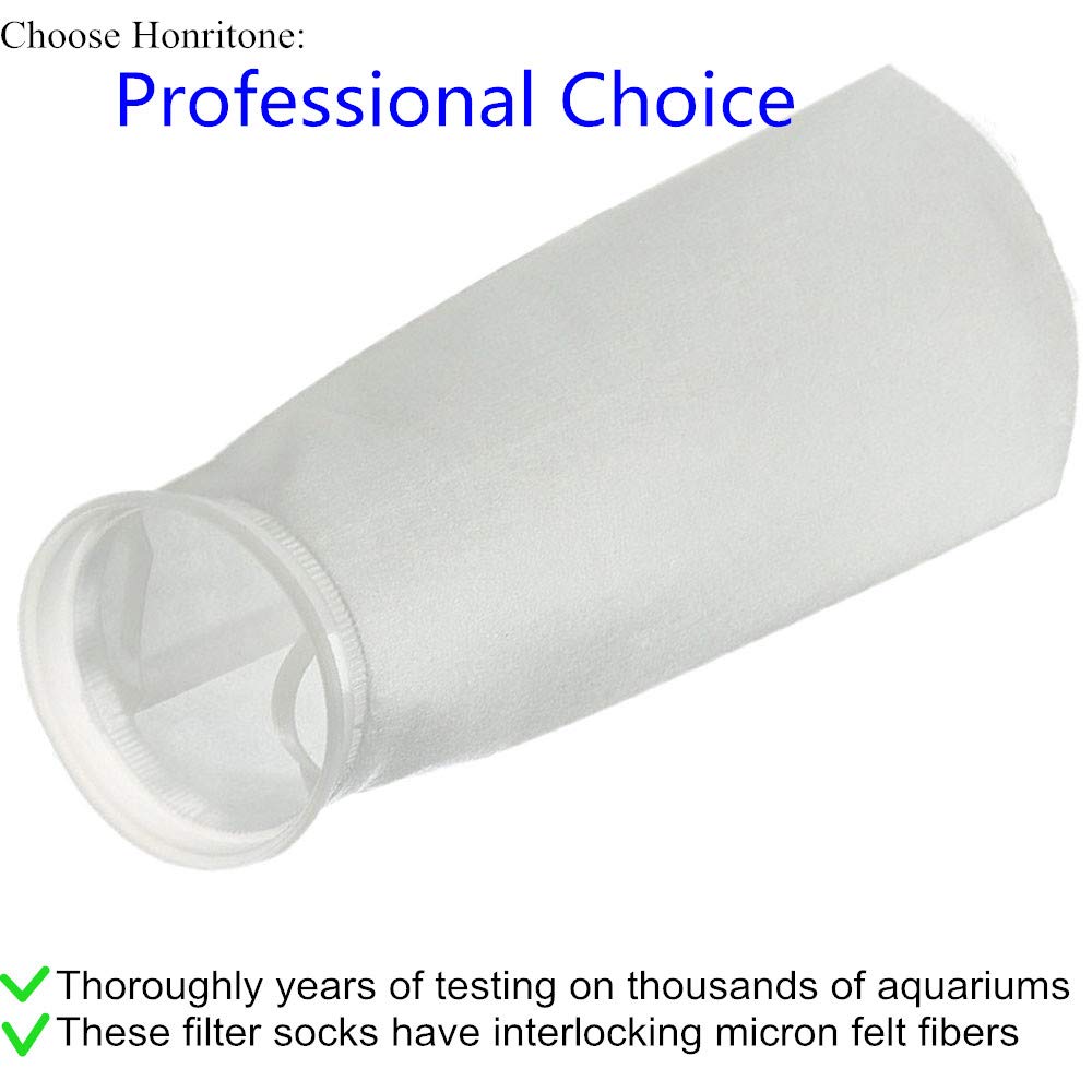 Honritone 7 Inch Ring By 18 Inch Long Filter Sock Bags 1 Micron, 5 Micron, 50 Micron, 100 Micron - Aquarium Felt Fabric Sump Fil