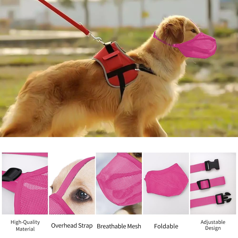 Miavers Dog Muzzle, Soft Mesh Covered Muzzles For Small, Medium, Large And X-Large Dogs, Muzzle With Adjustable Straps, Prevent