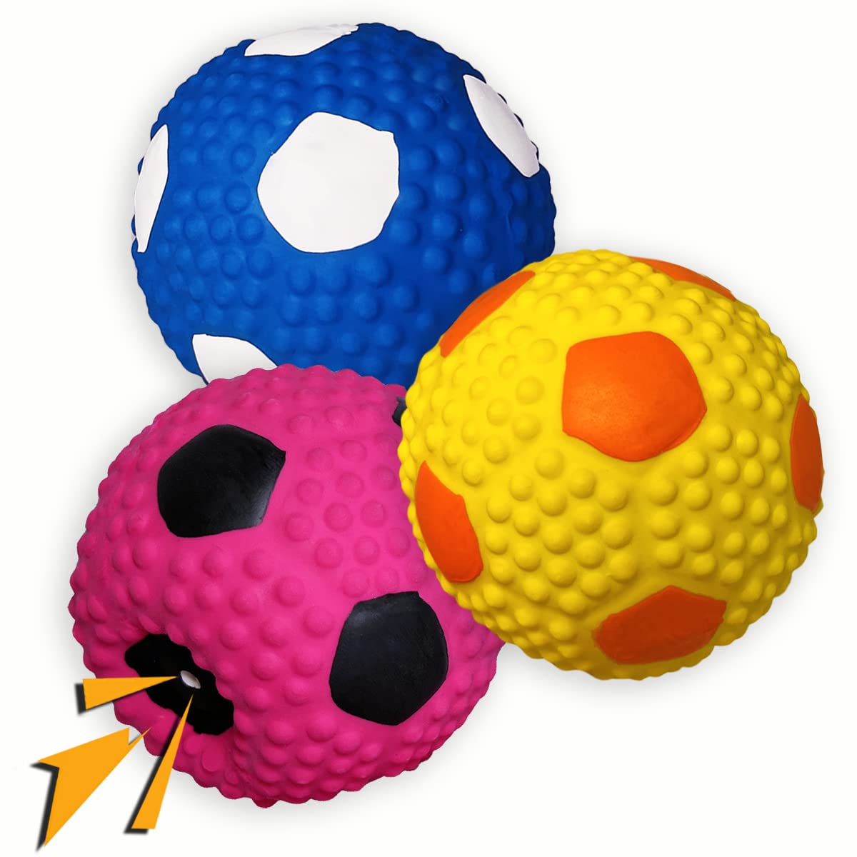 Wieppo Soft Squeaky Dog Ball 2.56”, Latex Squeaky Dog Toys For Medium Dogs And Small Dogs To Fetch, Chase 3Pcs (2.56Inch, For Medium Breeds)