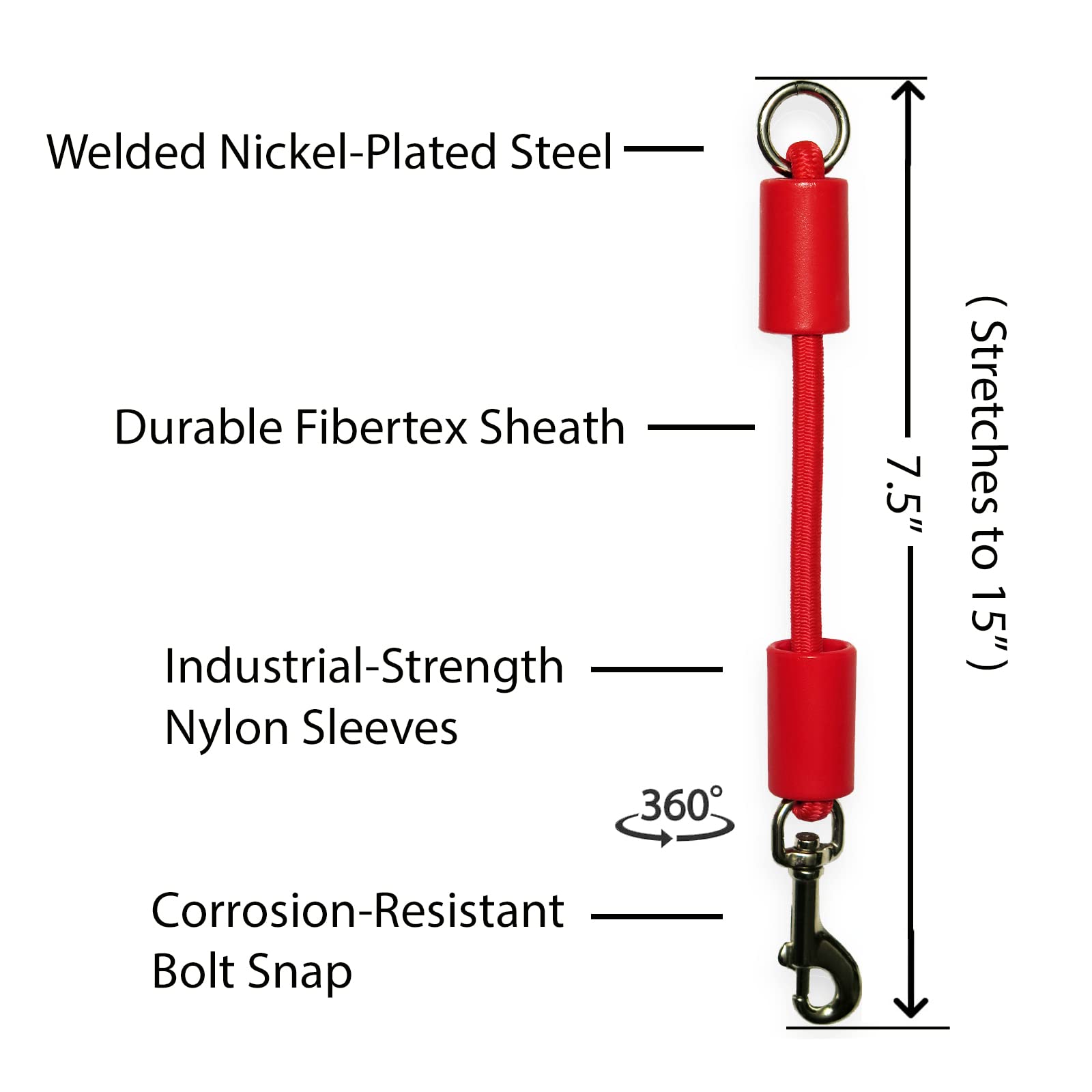 JERK-EASE BUNGEE DOG LEASH EXTENSION - Patented Shock Absorber Attachment Protects You and Your Dogs - Works with ANY Leash & Co