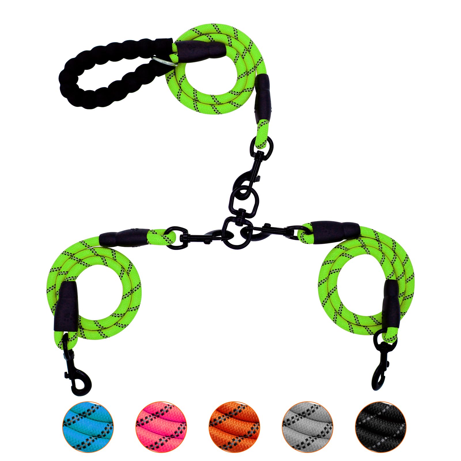 Dual Dog Leash - 360 Swivel No-Tangle For Dual Dogs (Medium, Small)