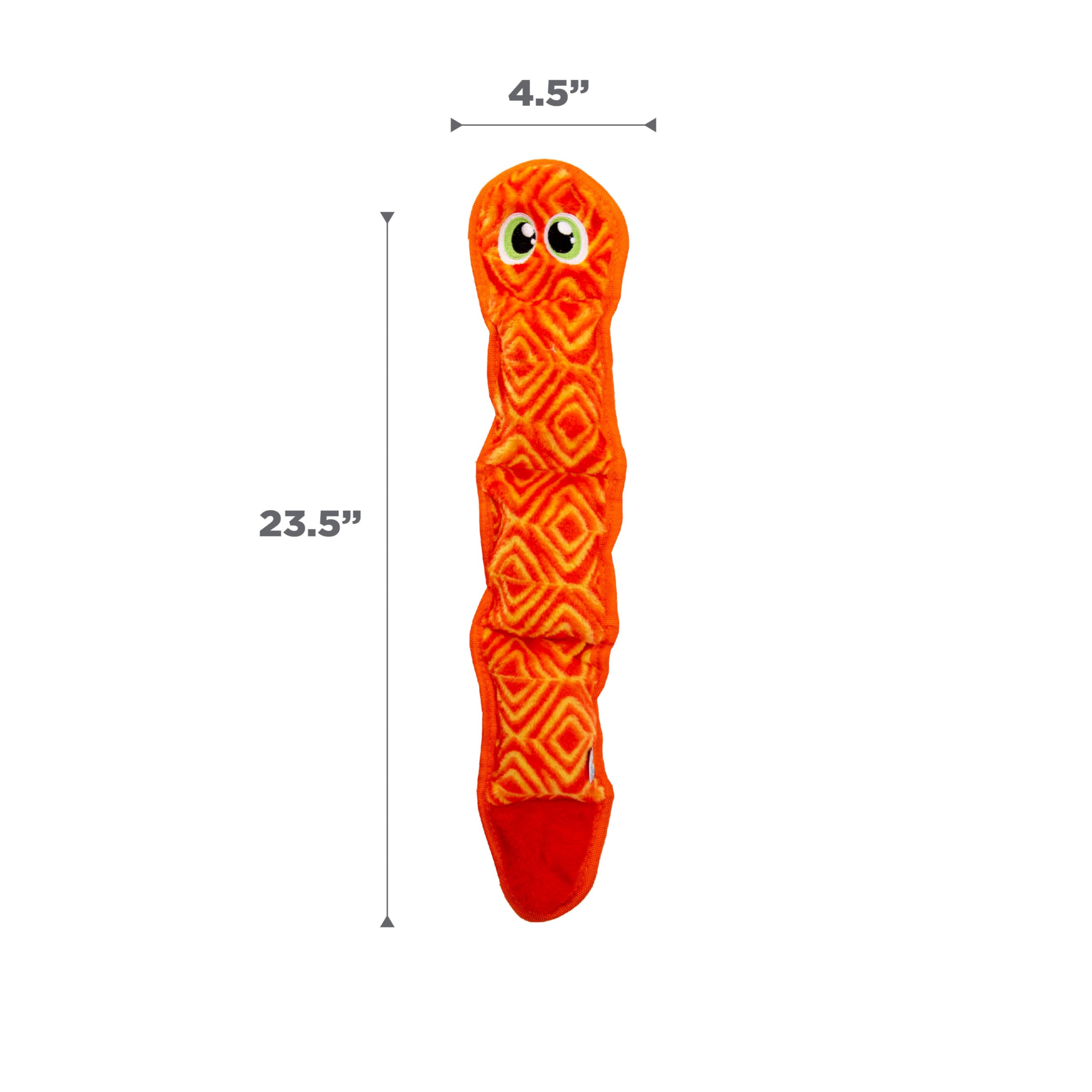 Outward Hound Tough Plush Squeaky Dog Toy, Large Pink Snake, Model 68172, Durable Polyester