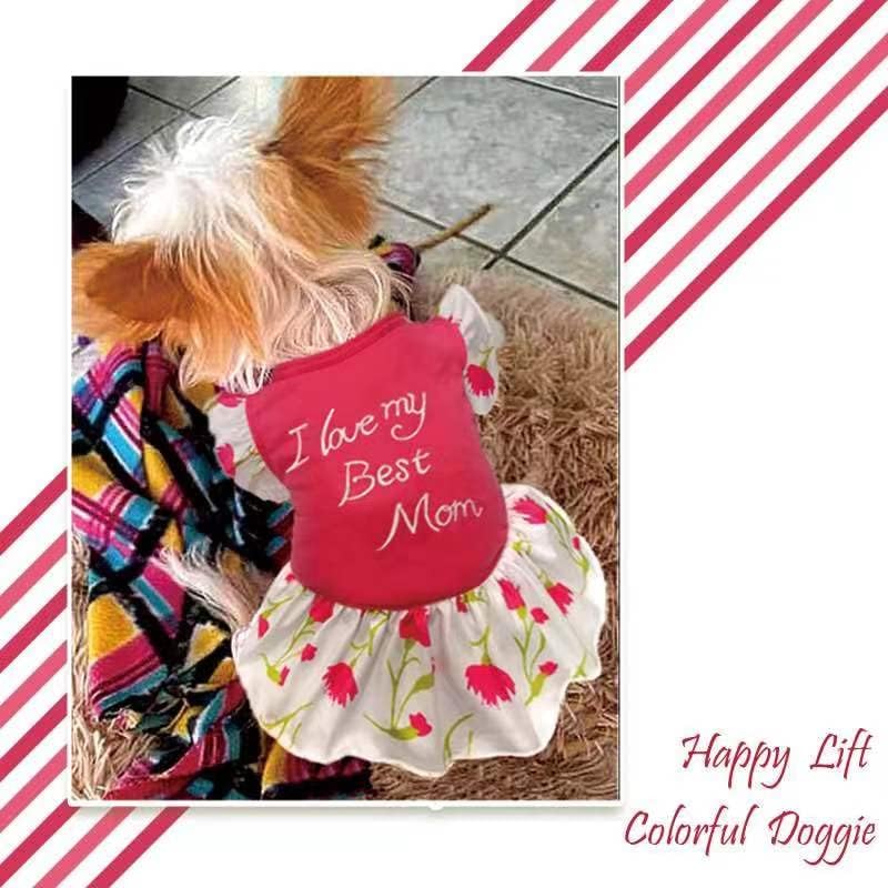 Xpudac 4 Pieces Dog Dress Girl Clothes For Small Dogs Girl Flower Puppy Dresses For Dogs Apparel Colorful Small Dog Clothes Fema