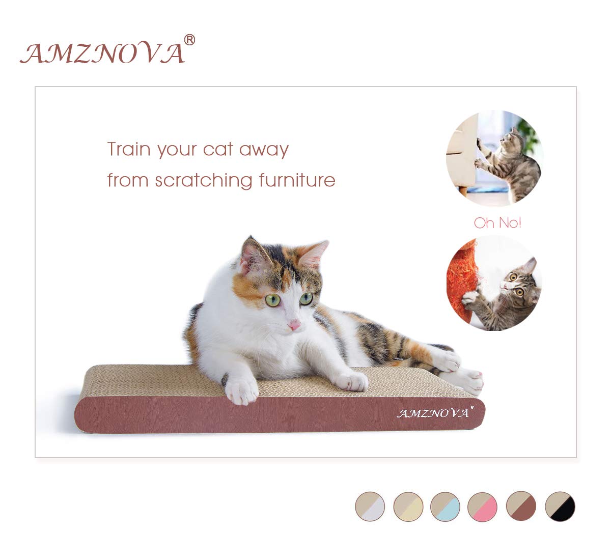 Amznova Durable Flat Cat Scratch Lounge, Colors Series, Narrow, Wood Floor Print
