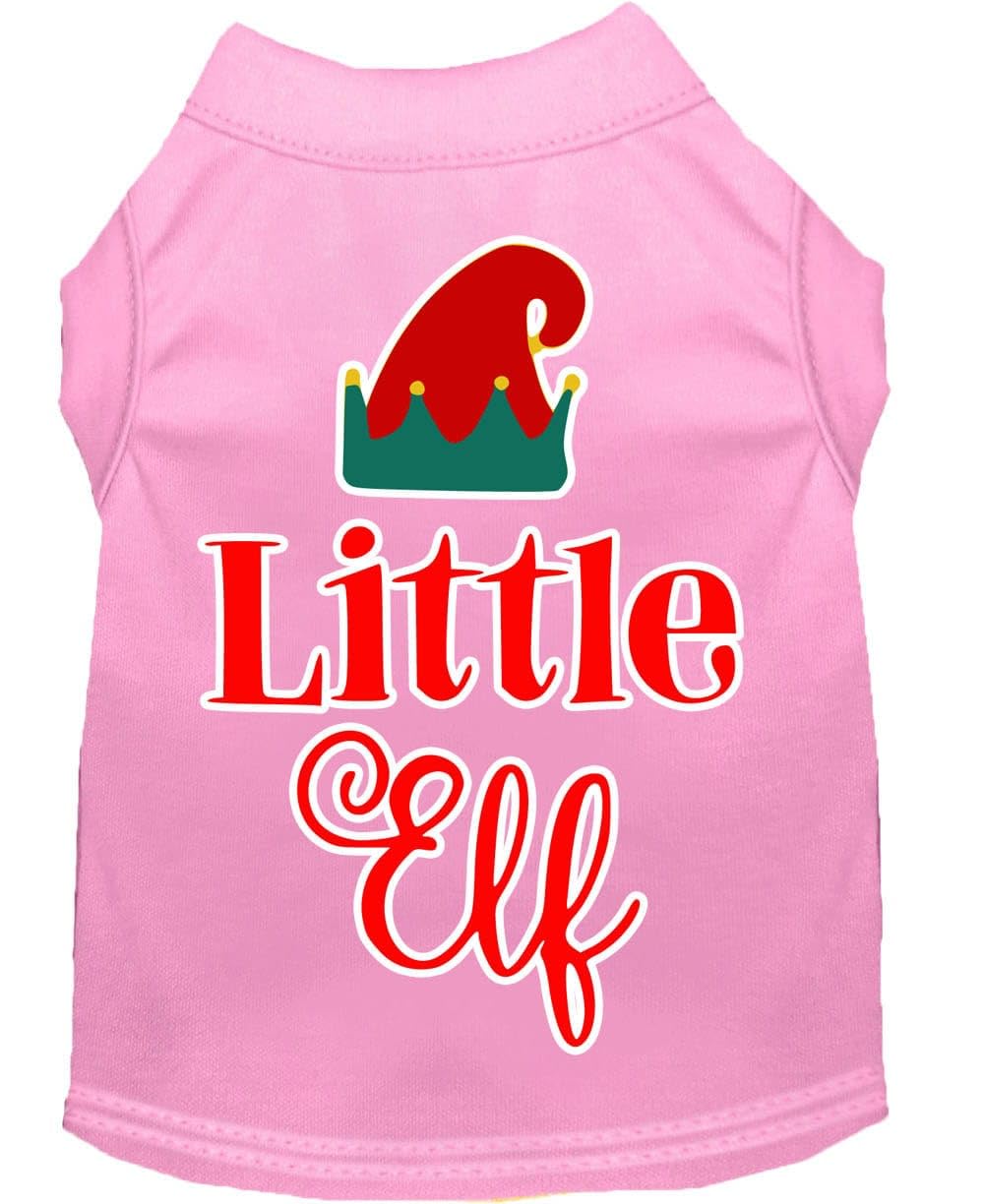 Christmas Pet Dog & Cat Shirt Screen Printed, "Little Elf" Blue SM (3-6 lbs.)