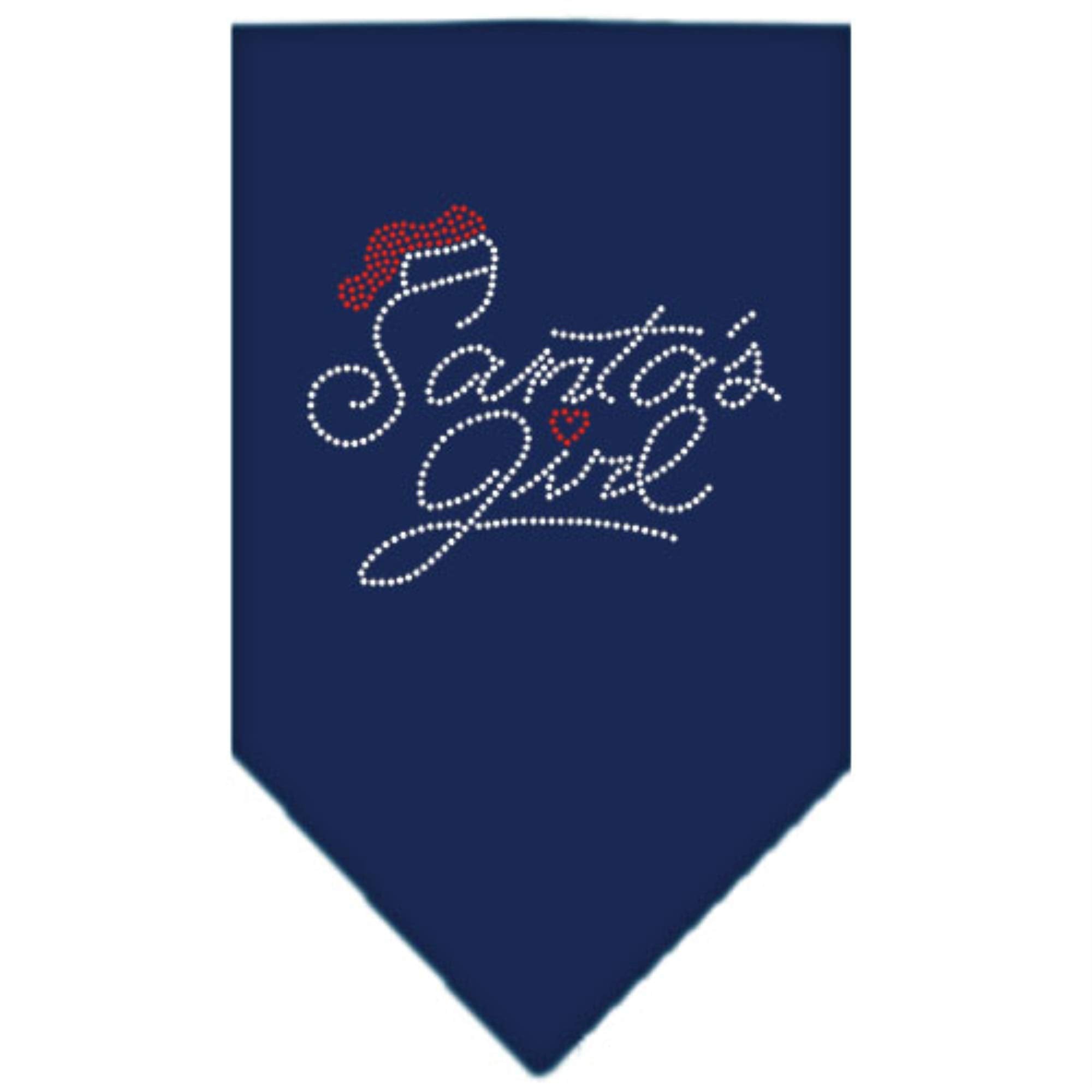 Santas Girl Rhinestone Bandana Navy Blue Large