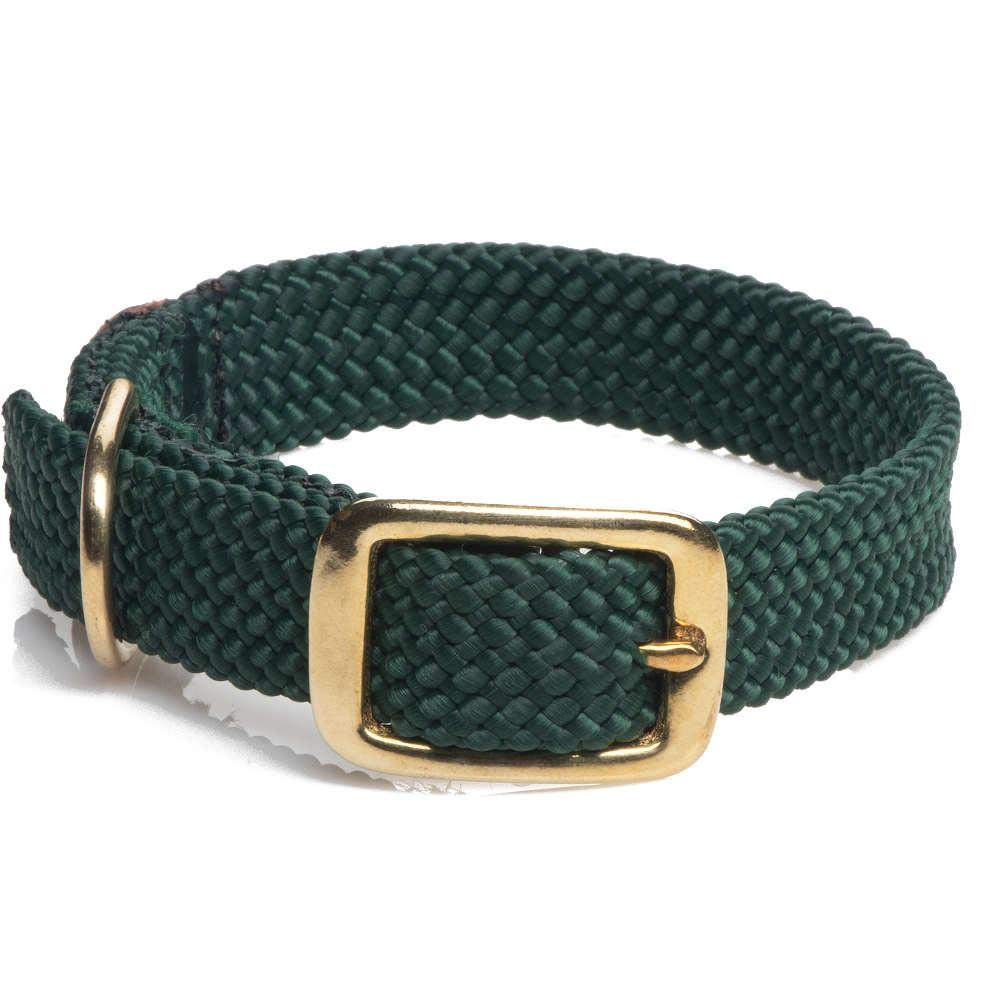 Mendota Pet Double Braid Collar - Brass - Dog Collar - Made In The Usa - Hunter Green, 9/16 In X 12 In Junior