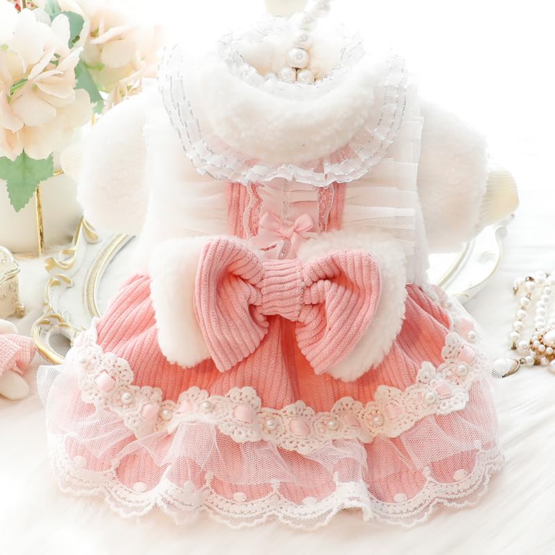 Aza Dog Princess Dresses For Small Dogs Lolita Clothes Lace Costume Bow Pet Girl Cute Coat Outfits Sunmmer Costumes (Xl,Blue)