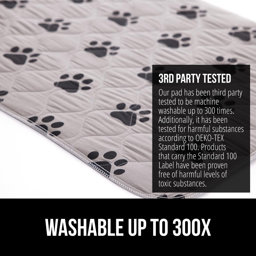 Gorilla Grip Reusable Puppy Pads, 2 Pack, Slip Resistant Pet Crate Mat, Absorbs Urine, Waterproof, Cloth Pee Pad for Training Pu
