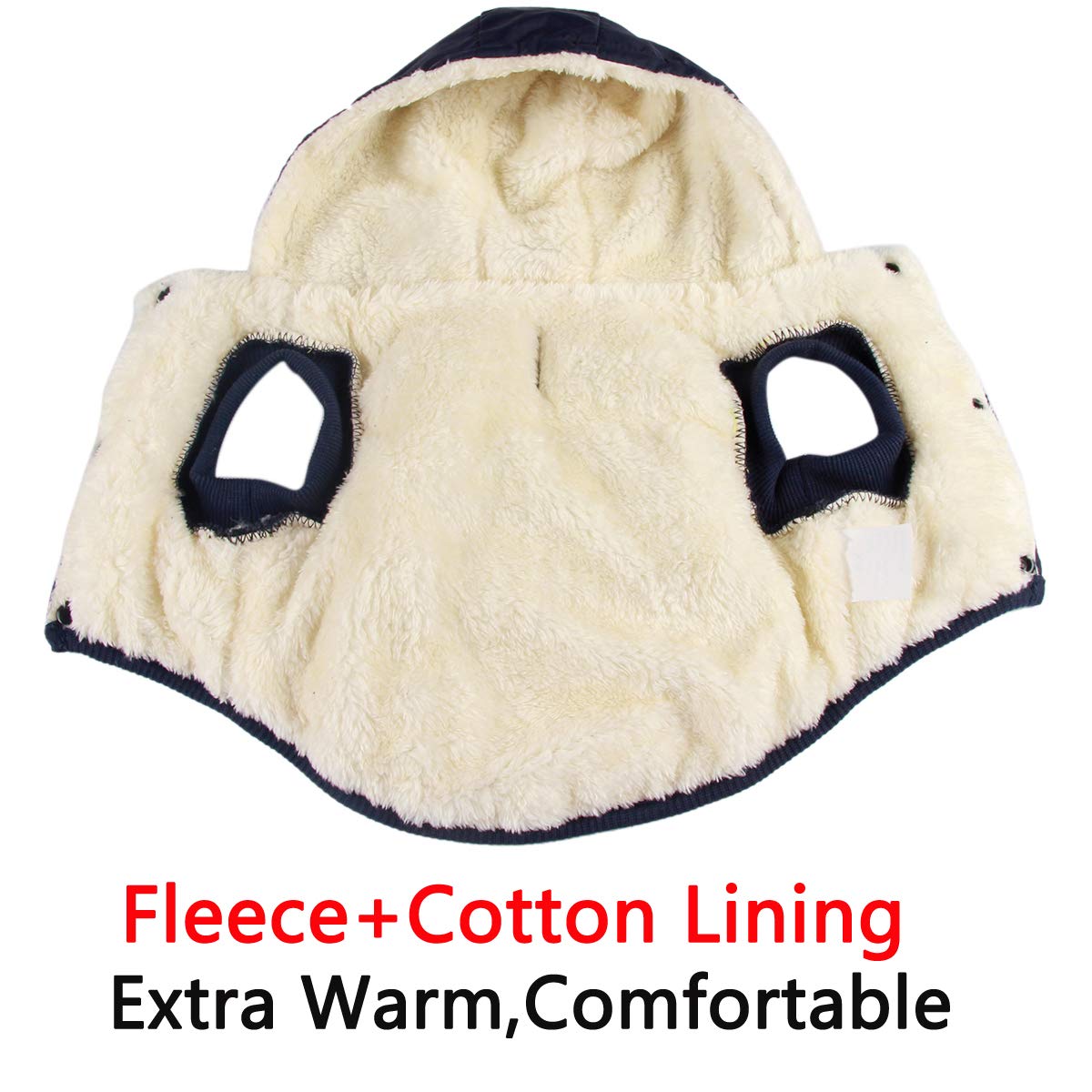 Vecomfy Fleece Lining Extra Warm Dog Hoodie In Winter,Small Dog Jacket Puppy Coats With Hooded,Blue Xs