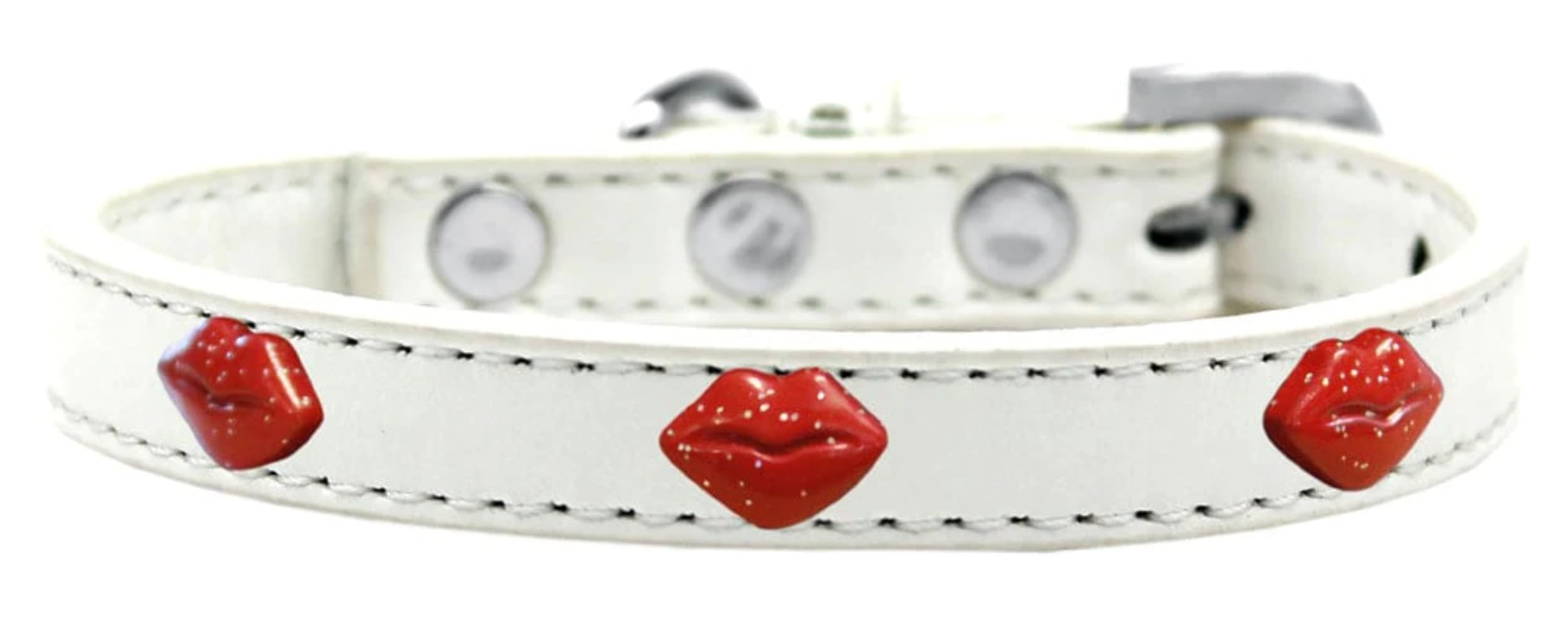 Dog, Puppy & Pet Widget Fashion Collar, Red Glitter Lips Bright Pink 10
