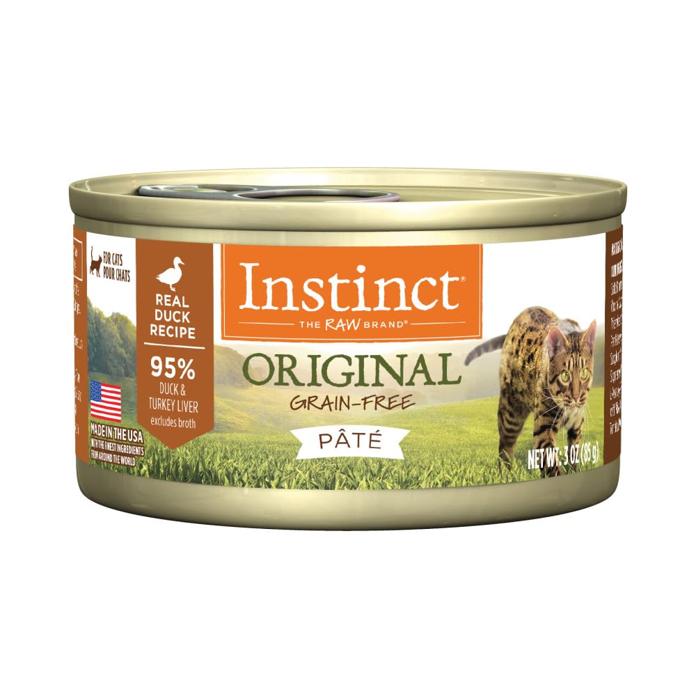 Instinct Original Grain Free Real Duck Recipe Natural Wet Canned Cat Food, 3 oz. Cans (Case of 24)