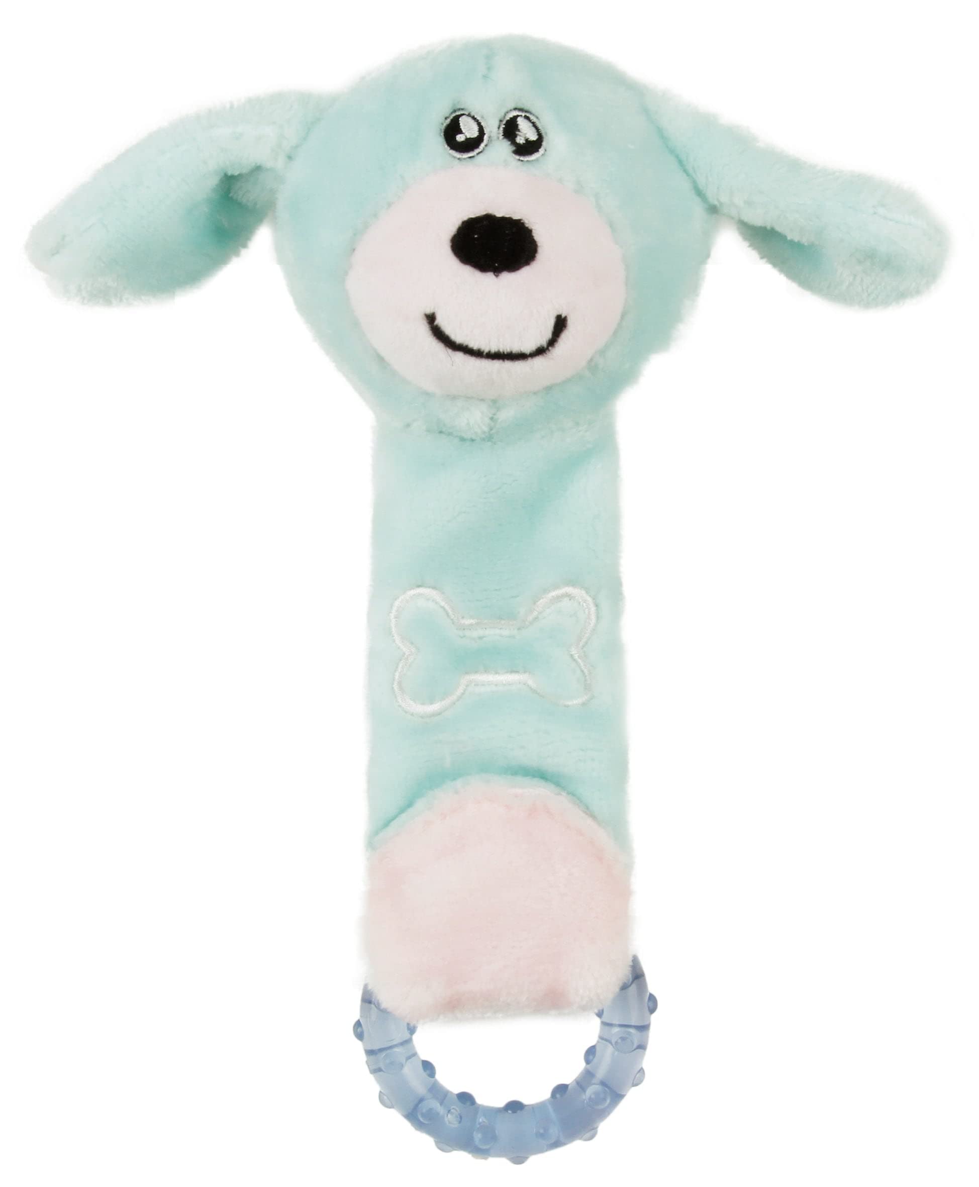 Pet Life  Moo-Born Plush Squeaky and Crinkle Newborn Rubber Teething Cat and Dog Toy