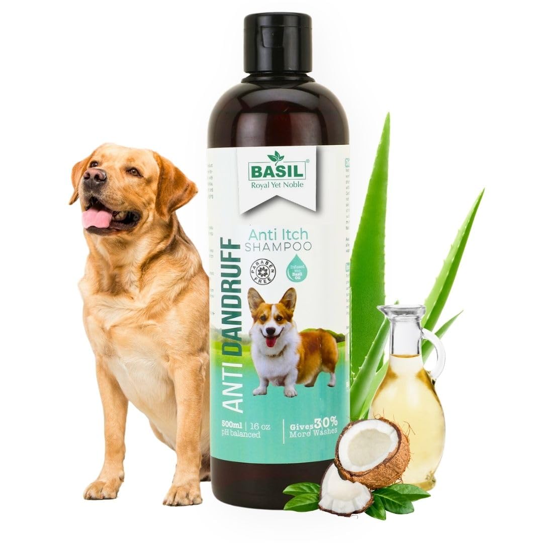 Basil Royal Yet Noble Anti-Dandruff & Itch Shampoo For Dogs|Cleans, Conditions, Detangles, And Moisturizes |Natural Basil Oil |F