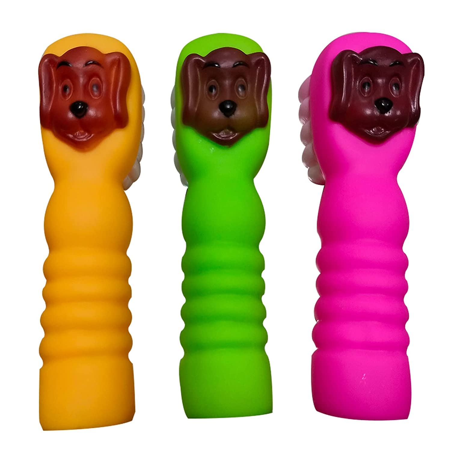 Smart Pups Squeaky Toys For Puppy,Toothbrush Shaped Teething, Dog Chew Christmas Small Dogs Squeaker Latex Rubber Soft Ball Chew