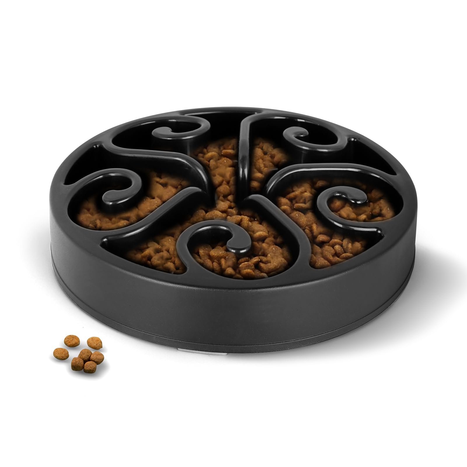 Pet Slow Feeder Dog Bowls for Dog Cats, Bloat Stop Puzzle Bowl Fun Maze Feeder Slow Feeding AntiSkid Healthy Design (Black,7.8inch