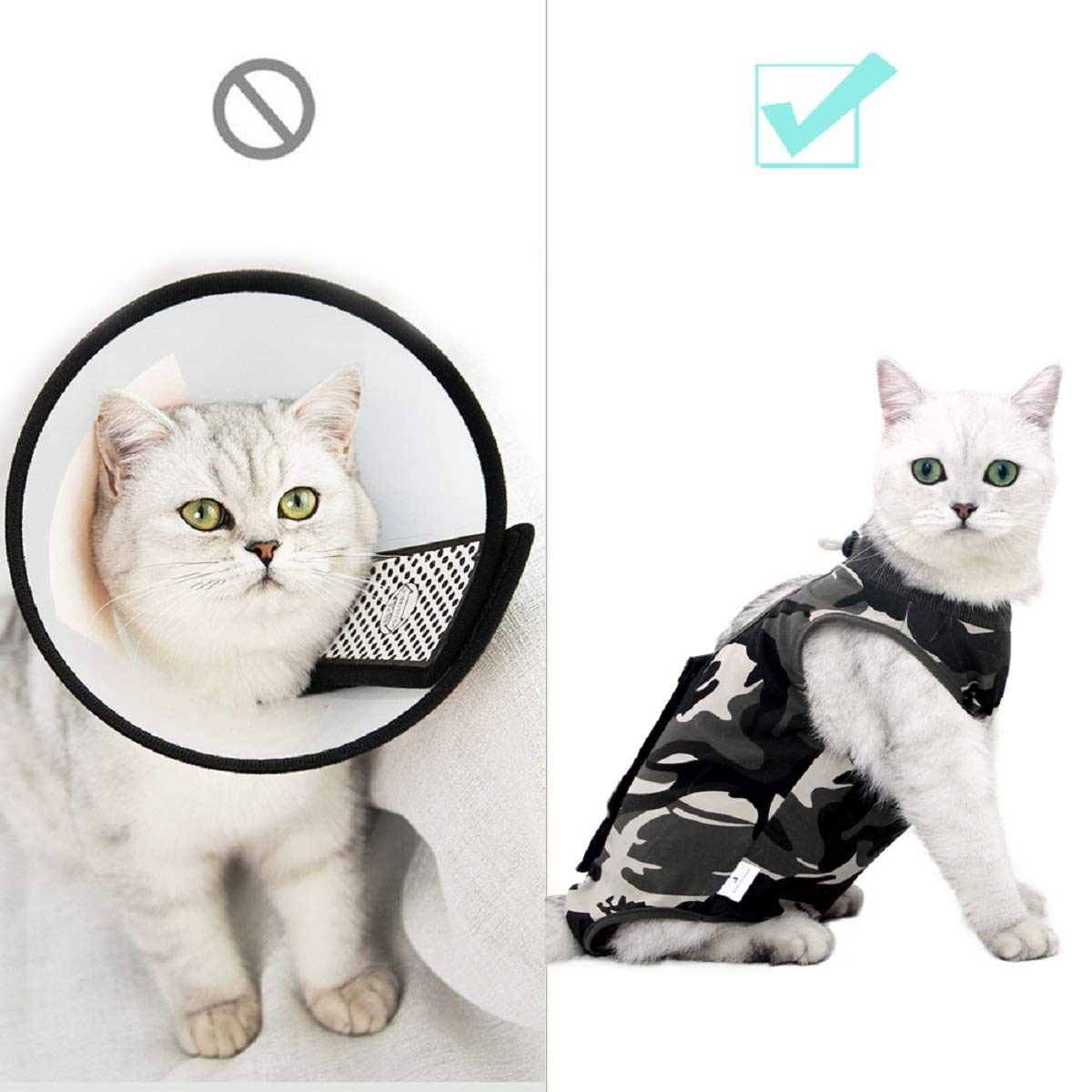 Ouuonno Cat Wound Surgery Recovery Suit For Abdominal Wounds Or Skin Diseases, After Surgery Wear, Pajama Suit, E-Collar Alterna