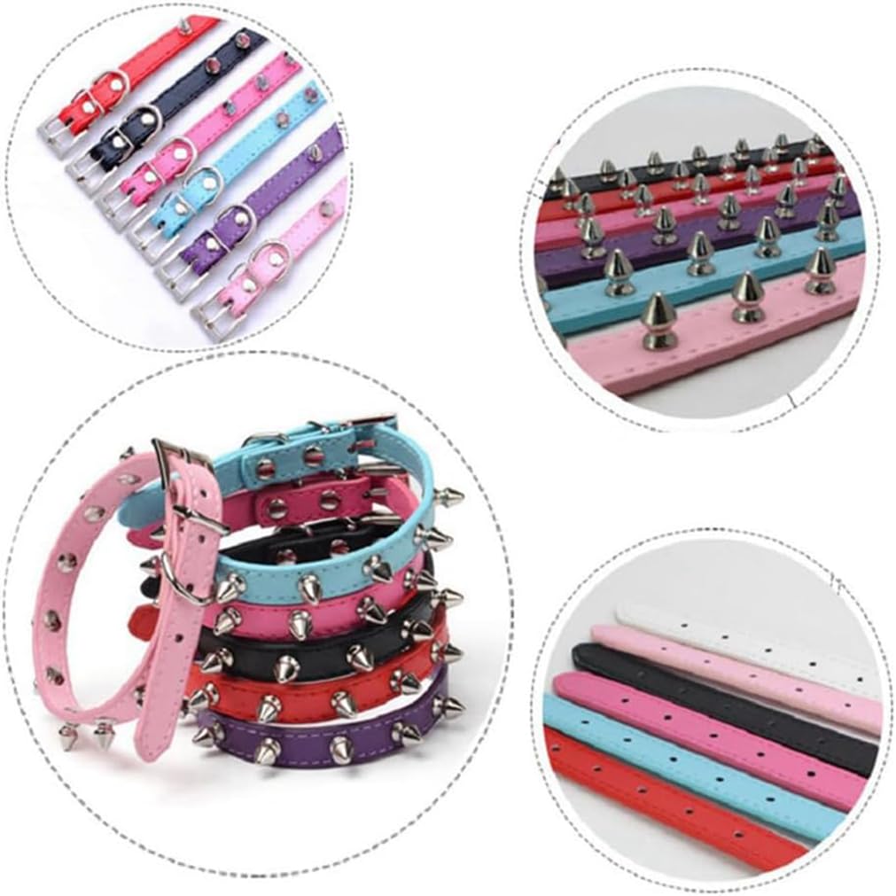 Spiked Dog Collar, Spike Cat Collars Spiky Studded Puppy Collar Boy Stud Rivet Pu Leather Mushroom Adjustable For Xsmall Small M