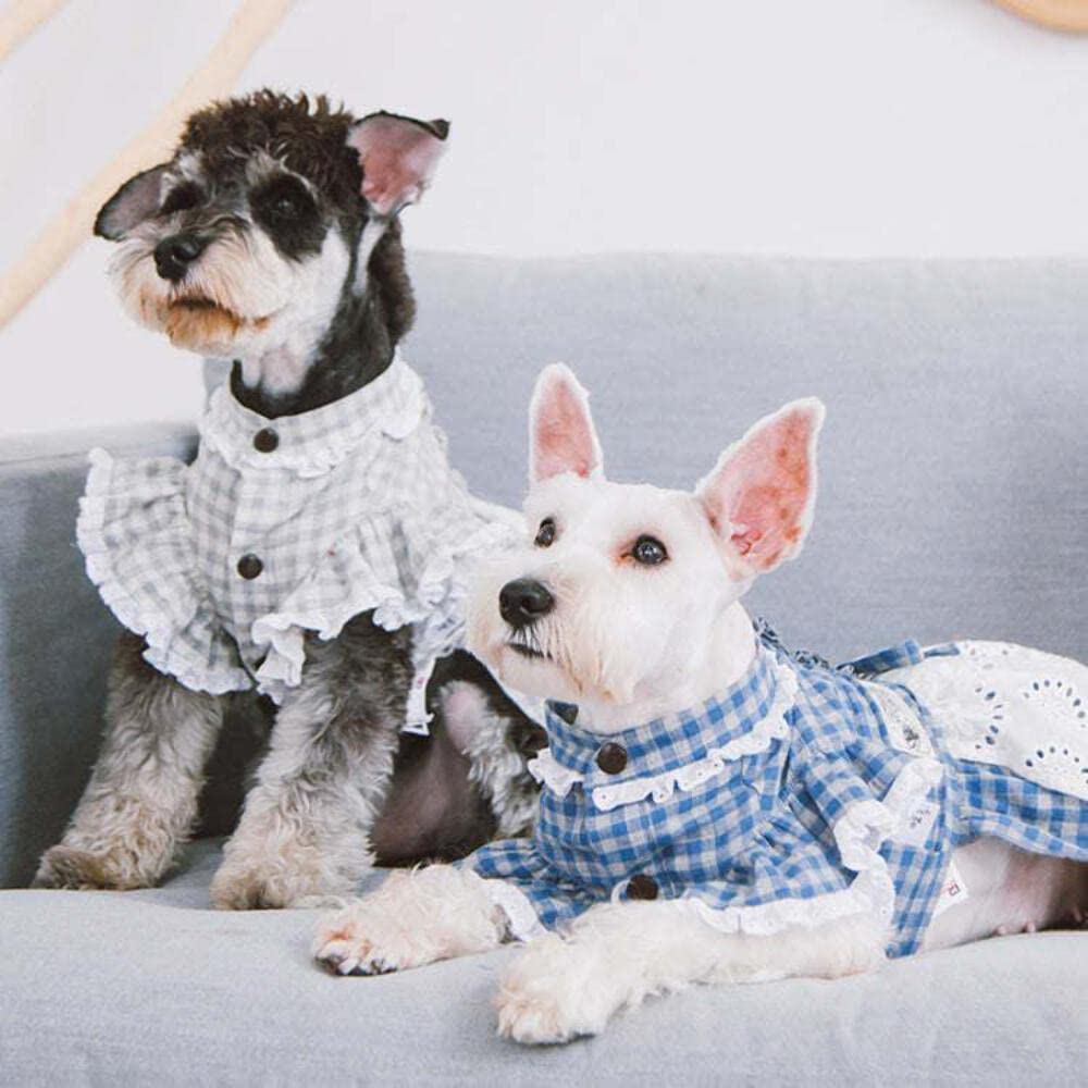 Touchdog 'I Love Poochi' Classical Fashion Dog Dress - Retro Designer Pet Dress Featuring Accented Knots And Ruffled Details - Dog Clothes For Small And Medium Dogs