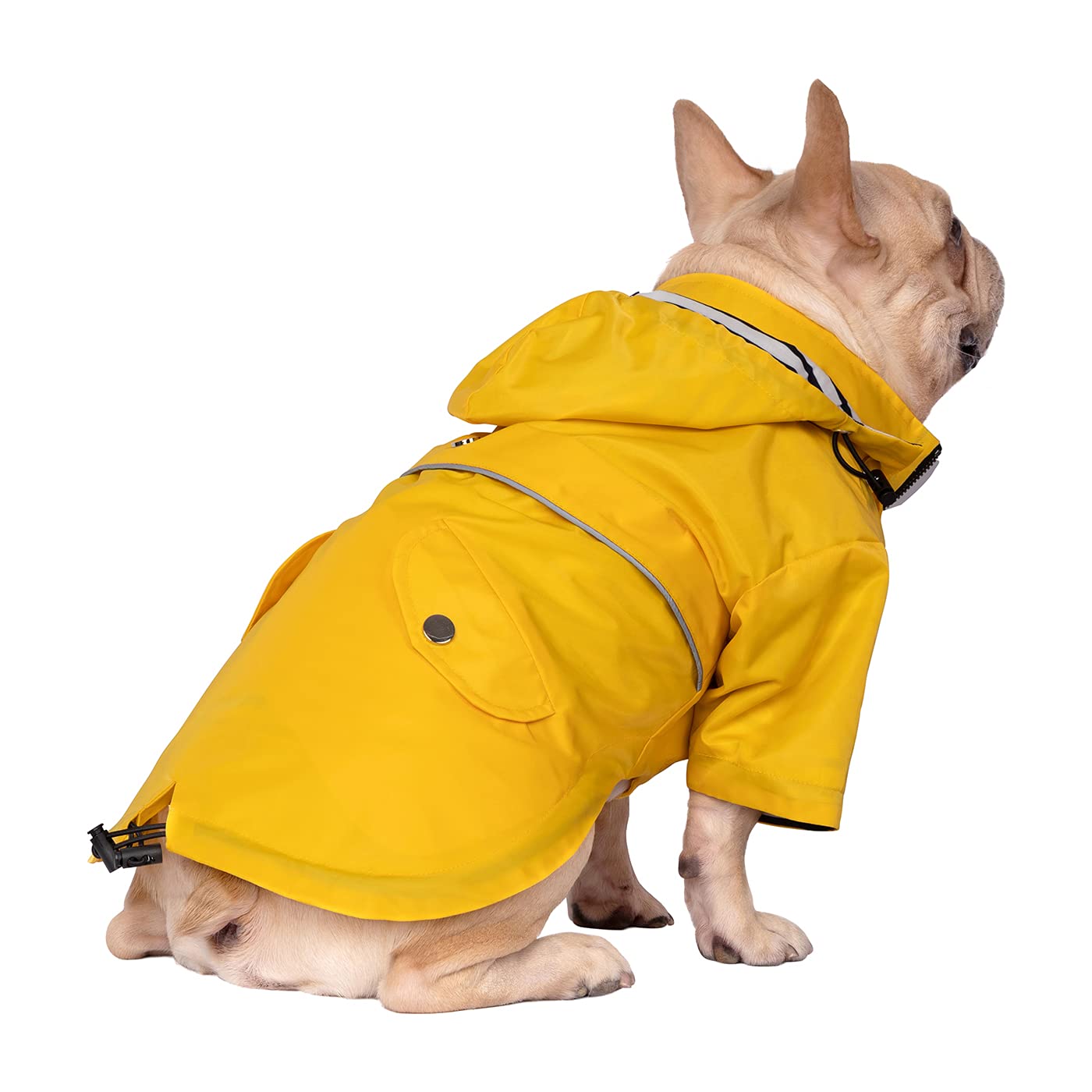 HDE Dog Raincoat Double Layer Zip Rain Jacket with Hood for Small to Large Dogs Yellow - S