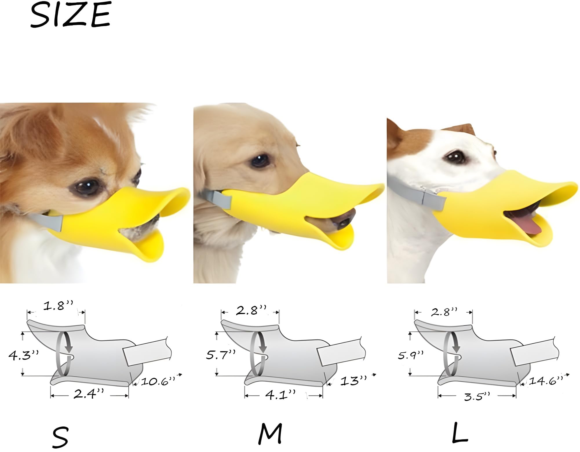 NACOCO Anti Bite Dog Muzzle - Silicone, Medium, Yellow, Model 2015MMASK-YELLOWM, Bite-Proof Duck Mouth Shape Cover Set