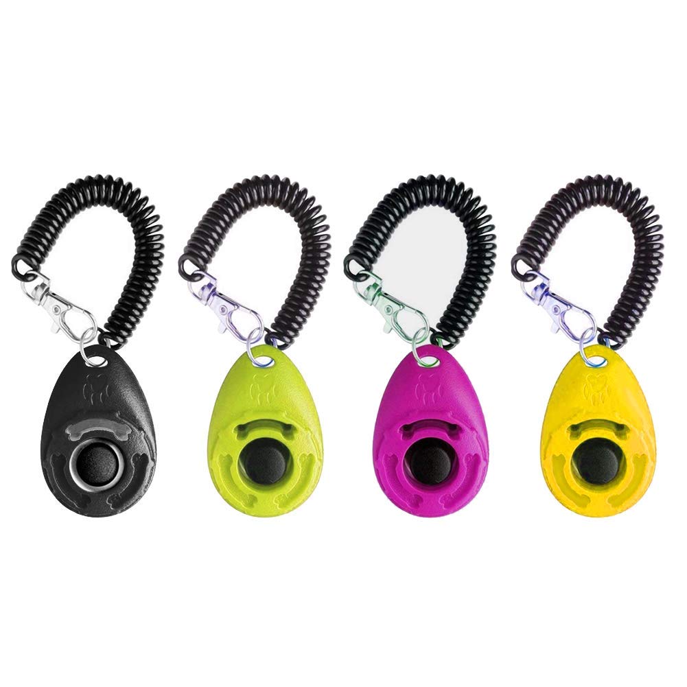 Dog Training Clicker With Wrist Strap - Oyefly Durable Lightweight Easy To Use, Pet Training Clicker For Cats Puppy Birds Horses. Perfect For Behavioral Training 4-Pack (4Colour)