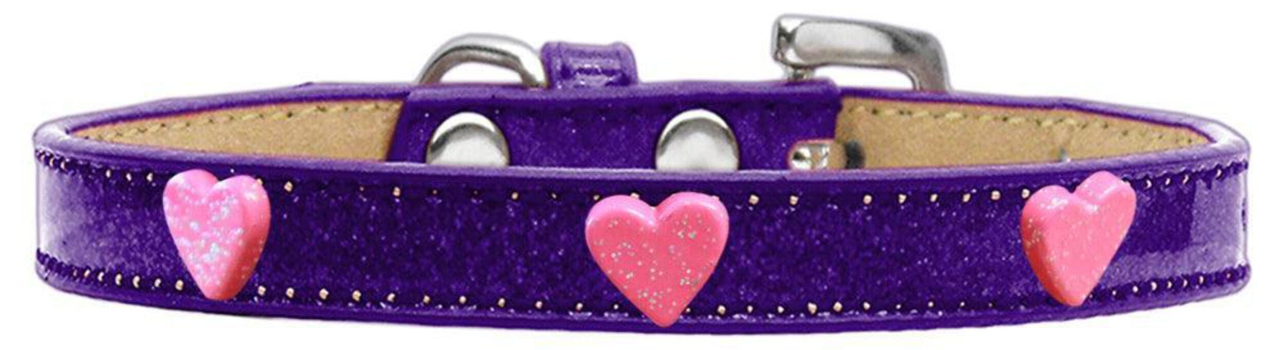 Dog, Puppy & Pet Widget Ice Cream Collar, Pink Glitter Heart Pink 12