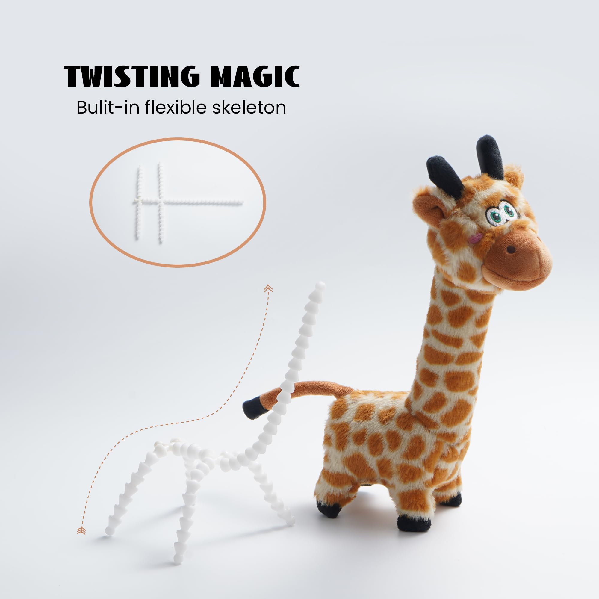 Nocciola Twistable Giraffe Pup Dog Toy, Interactive Stuffed Plush Crinkle Puppy Supplies For Small Medium Breeds To Keep Them Bu