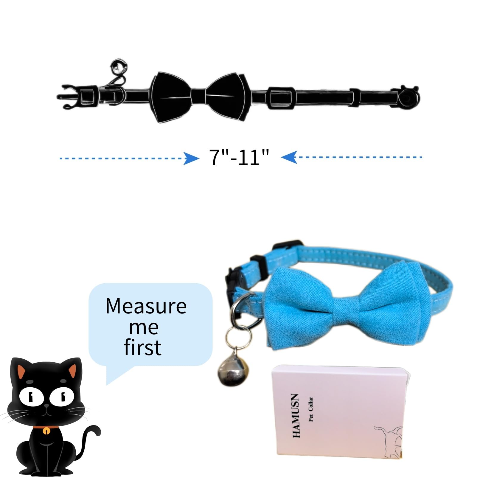 Pack Of 2 Bow Tie Cat Collar Breakaway With Bell Safety, Removable Bowtie, Adjustable Kitten Collars For Girl Boy Kitty Small Pe