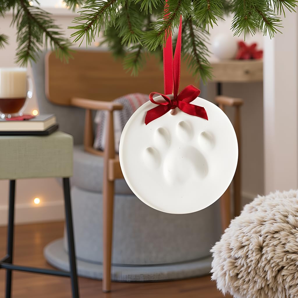 Tiny Ideas Christmas Paw Print Ornament Kit, DIY No Bake No Mess Holiday Keepsake, Dog or Cat Christmas Ornament, Pet Memorial K