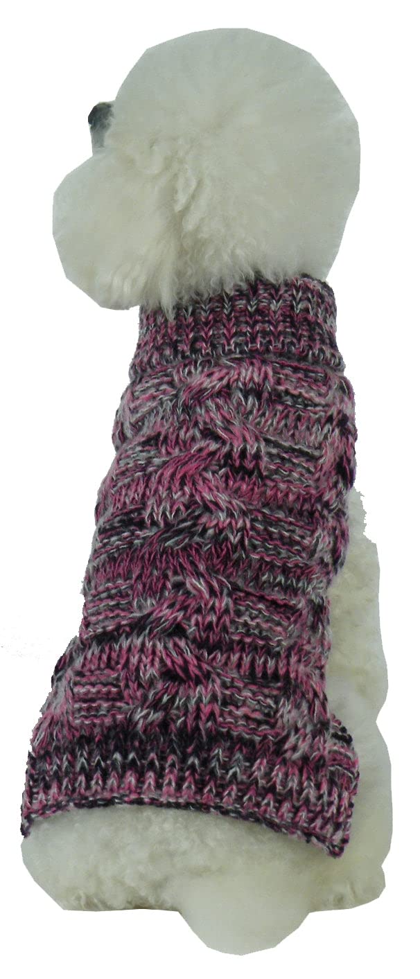 Pet Life  Royal Bark Pet Sweater - Designer Heavy Cable Knitted Dog Sweater with Turtle Neck - Winter Dog Clothes Designed to Ke