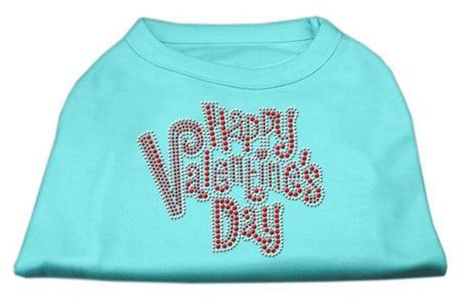 Mirage Pet Products Happy Valentines Day Rhinestone Dog Shirt, Large, Aqua