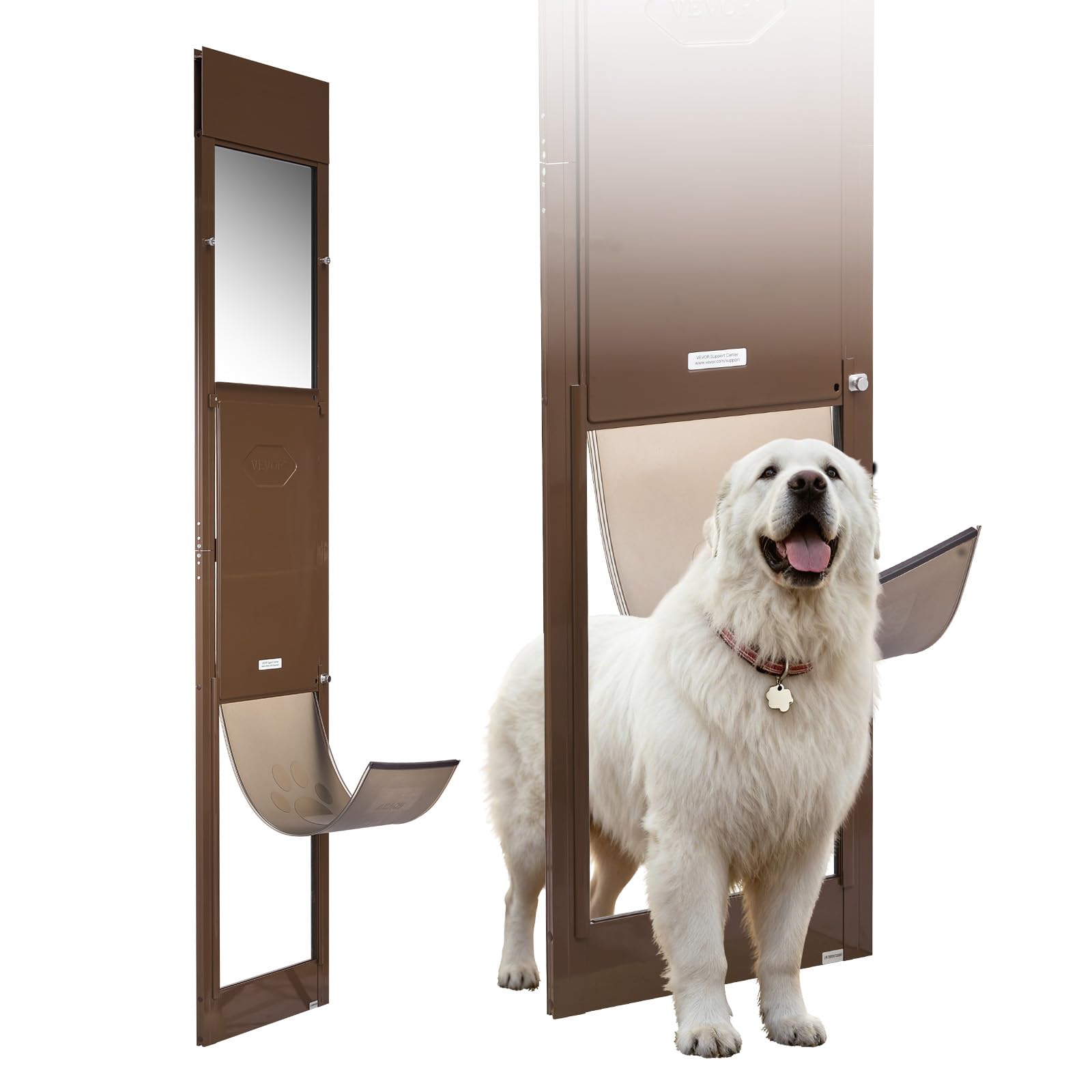 VEVOR Dog Door for Sliding Glass Door, 75 7/8 to 80 11/16 in Adjustable Height, Aluminum Alloy Frame with Rotating Hinges, Lock 