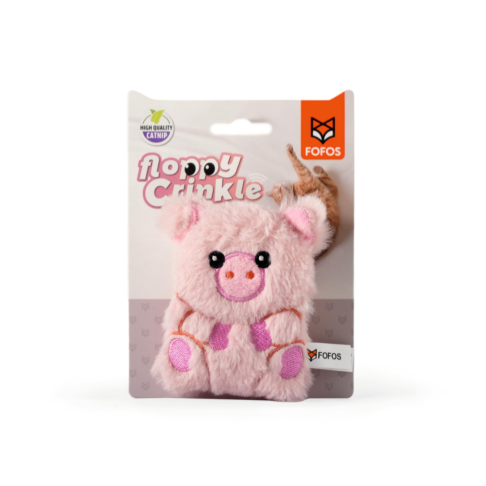 Barkbutler X Fofos Floppy Crinkle Pig Cat Toy Pink  Us Grade Catnip And Super Soft Fabric, Premium Accessories For Playful Cats