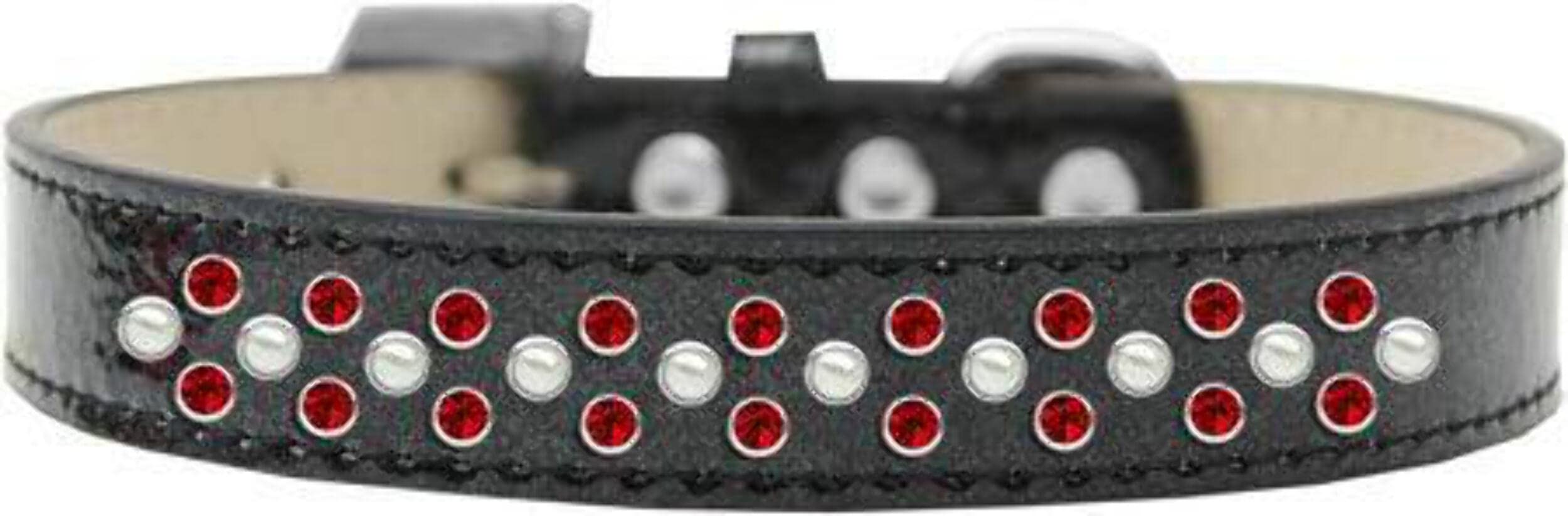 Mirage Pet Products Sprinkles Ice Cream Dog Collar with Pearl and Red Crystals, Size 16, Black