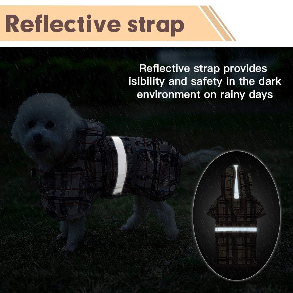 KOOLTAIL Dog Raincoat Hooded Slicker Poncho with Leash Hole, Raincoat for Medium Large Dogs, Waterproof Doggie Rain Jacket with