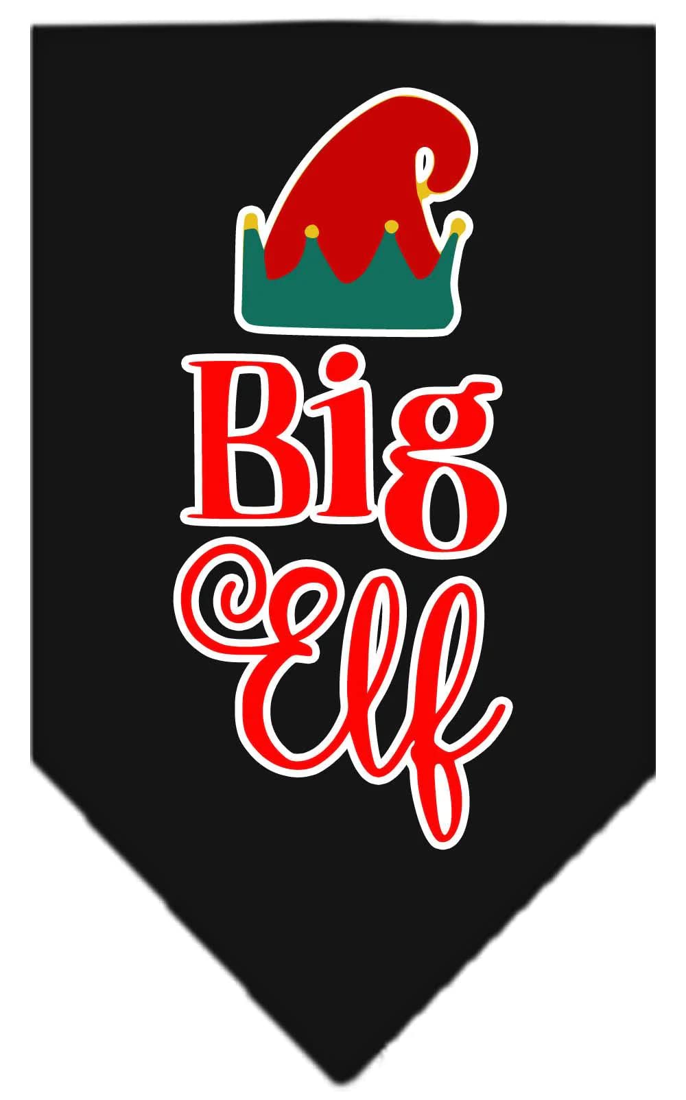 Christmas Pet and Dog Bandana Screen Printed, "Big Elf" Navy Blue Large