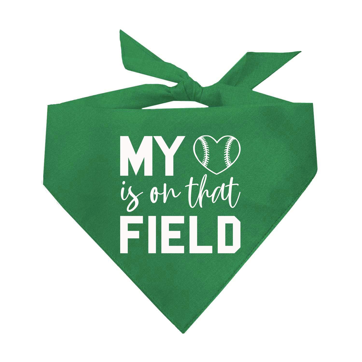 My Heart Is On That Field Baseball Dog Bandana (1044 Green, X-Small)