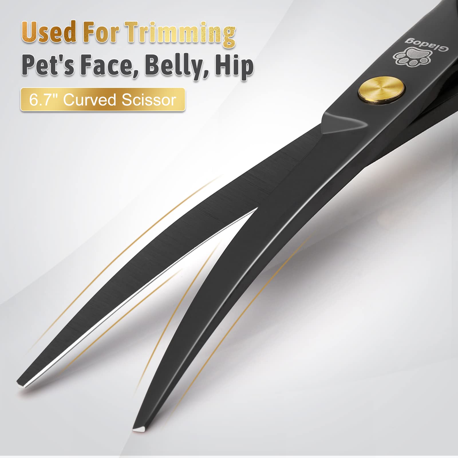 Dog Grooming Scissors Kit With Safety Round Tips, Gladog Professional 5 In 1 Grooming Scissors For Dog