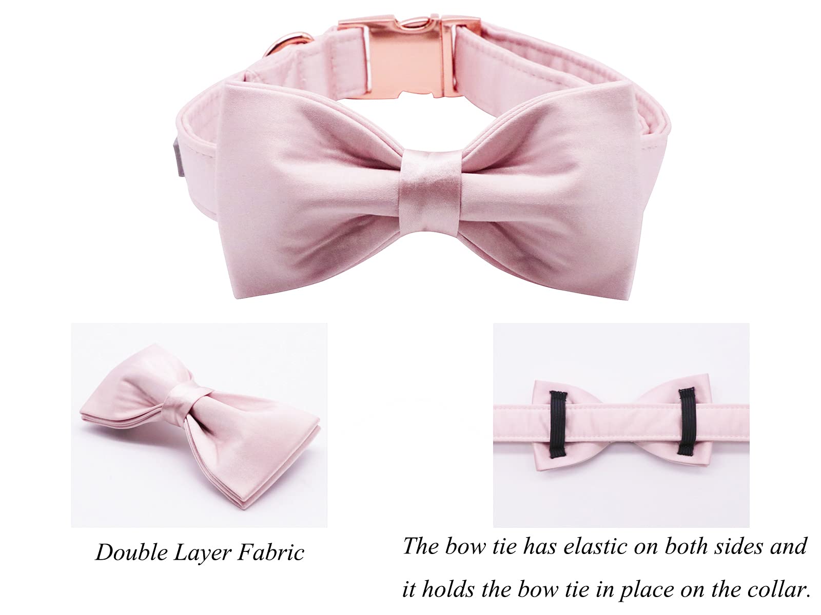 Lionet Paws Bowtie Dog Collar - Comfortable Silk Girl Dog Collar With Detachable Bow Tie For Small Dogs, Neck 10-16 Inches
