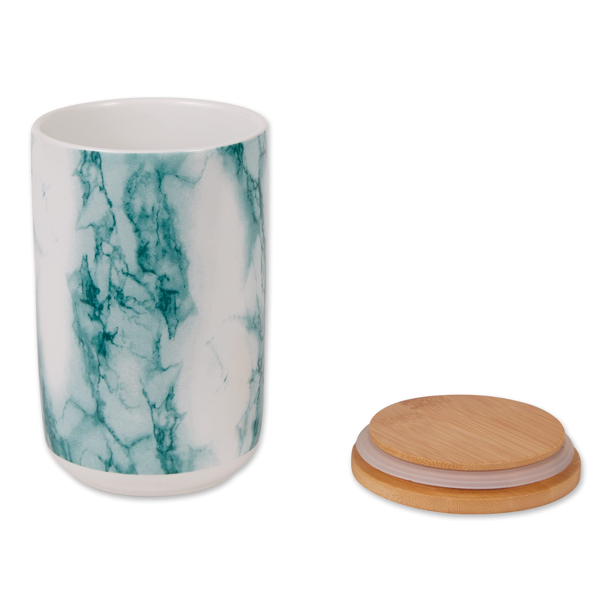 Bone Dry Ceramic Marble Treat Jar for Pets Dishwasher Safe, Dishwasher Safe, Bamboo Lid - Push & Twist to Close, Canister, 4x6.5