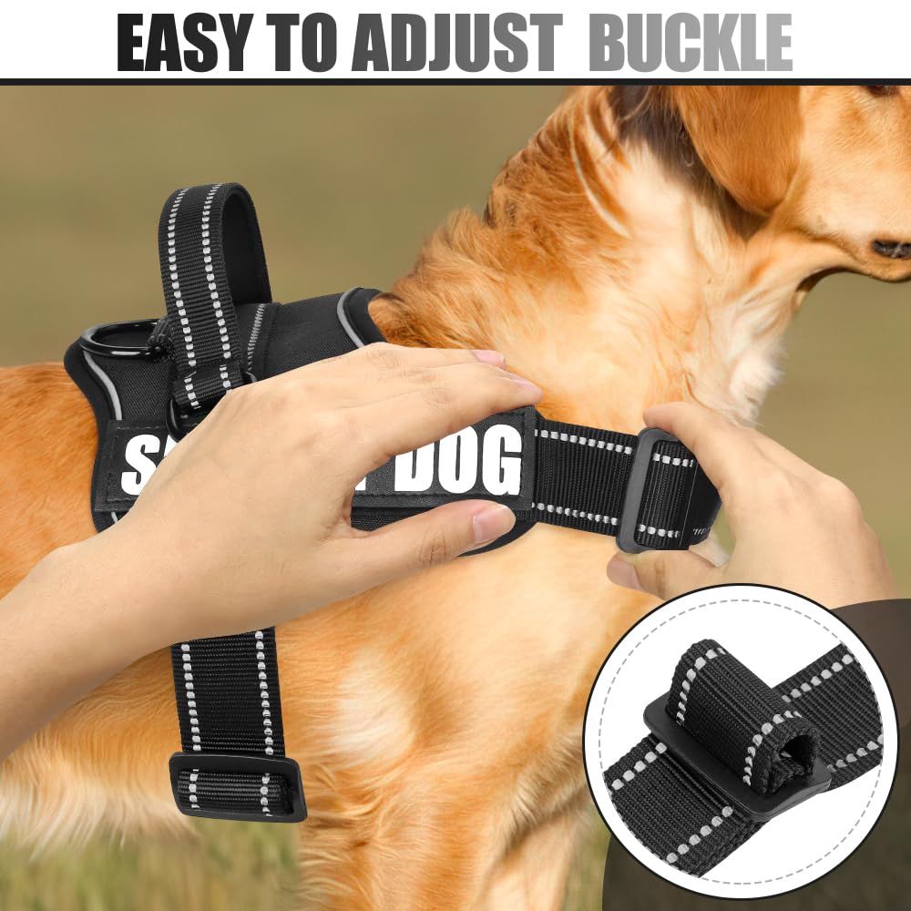 Dog Vest Harness And Leash Set, Animire Reflective Service Dog Vest In Training Dog Harness With 10 Patches, 3 Rings Emotional S