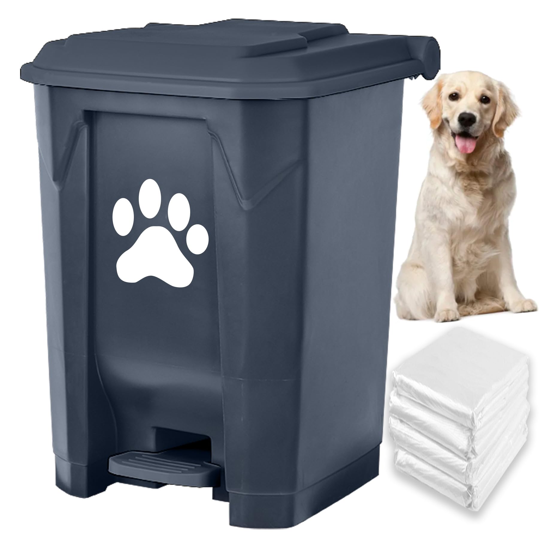tebiete Dog Poop Trash Can Outdoors Pet Waste Station with Lid Dog Waste Disposal Container with Removable Inner Bin Bucket Hand