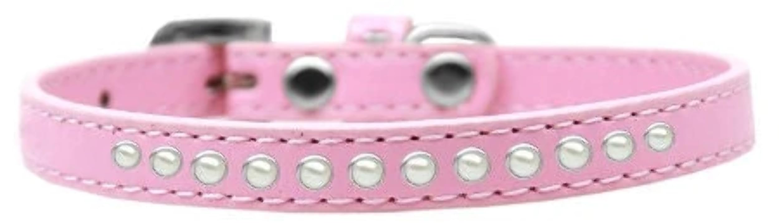 Dog, Puppy & Pet Fashion Collar, One Row Pearl Rimsets - 16 - Red