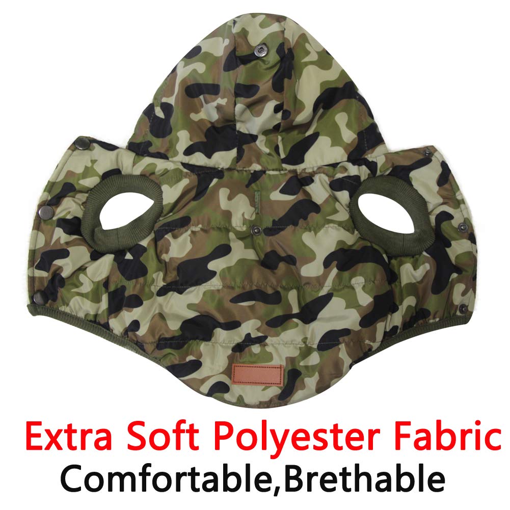 Vecomfy Fleece Lining Extra Warm Dog Hoodie In Winter,Small Dog Jacket Puppy Coats With Hooded,Green Camo S